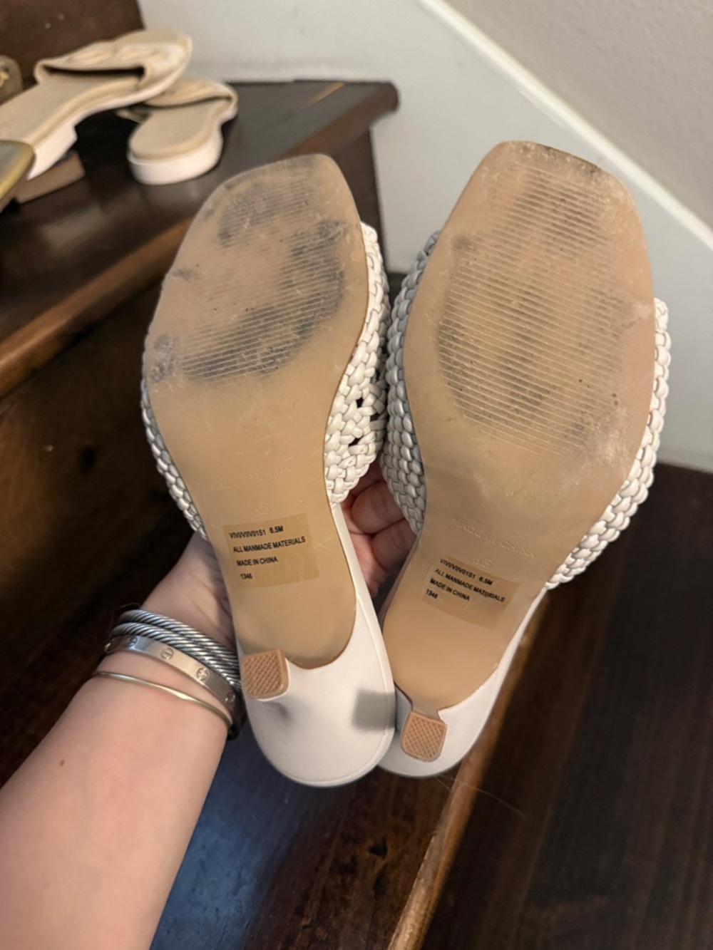 Steve Madden Braided Cream Slide Mules - Picture 4 of 4